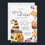 Spooktacular Halloween Party  Invitation<br><div class="desc">Cute pumpkin and Halloween candy party invitation. Customise the text with your own information. This is such a cute watercolor design featuring spooky and cute Halloween elements. If you want to change the graphic or customise it further,  please contact the designer.</div>