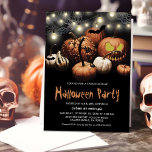 Spooktacular Halloween Party Invitation<br><div class="desc">Scary adult halloween party invitations featuring a black background,  creepy fall pumpkins,  spiderwebs,  bats,  and a spooky personalised halloween template that is easy to customise.</div>