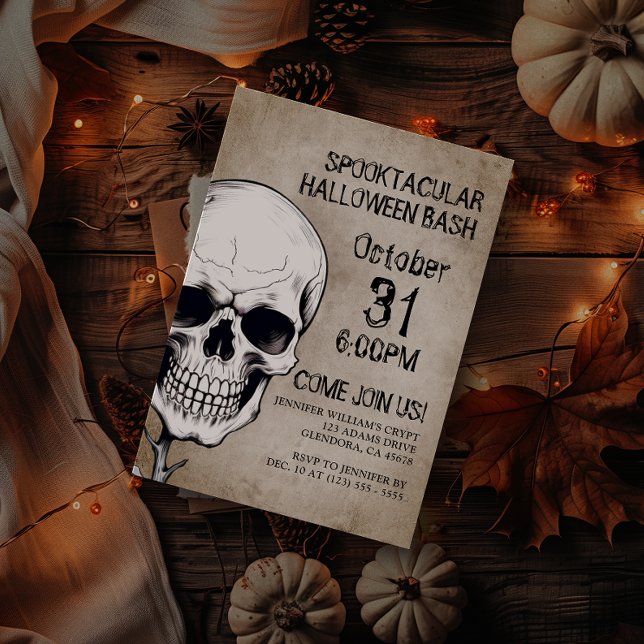 Spooktacular Halloween Party Invitation (Set the mood for your eerie Halloween party with creepy invitations, perfect for a haunting night!)