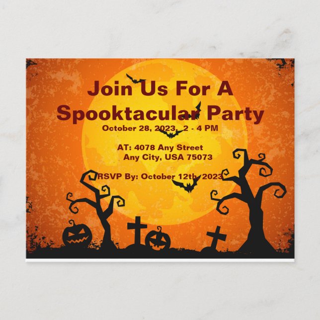 Spooktacular Halloween Party Invitation, Postcard (Front)