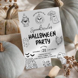 Spooktacular Halloween Party Line Art Invite