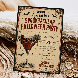 Spooktacular Halloween Party Vintage Cocktails Invitation