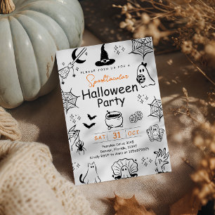 Spooktacular Halloween Party Witchy Doodles Invitation