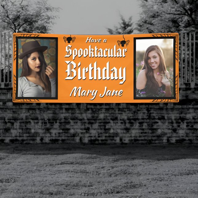 Spooktacular Halloween Spider Photo Birthday Banner (Creator Uploaded)