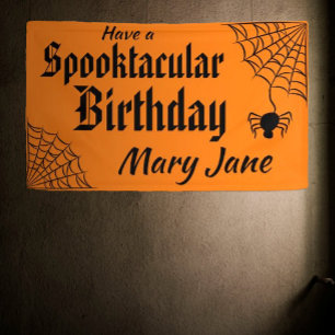 Spooktacular Halloween Spiderweb Birthday Banner