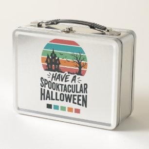 Spooktacular Halloween Vintage Engraving Shirt Des Metal Lunch Box