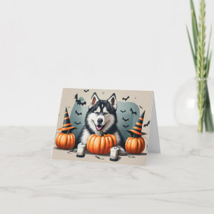 Spooktacular Husky Happy Halloween Card