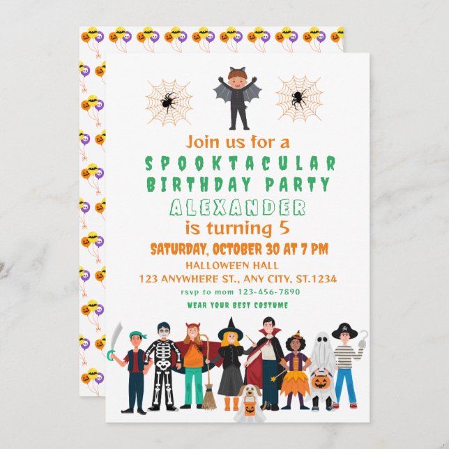 Spooktacular Kids Birthday Halloween Party Invitation (Front/Back)