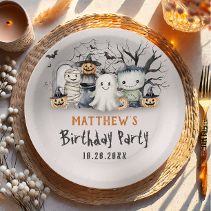 Spooktacular Kids Halloween Birthday Paper Plate