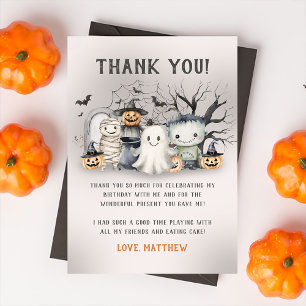 Spooktacular Kids Halloween Birthday Thank You Card