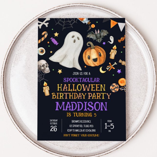 Spooktacular Kids Halloween Costume Birthday Party Invitation (Spooktacular Halloween Costume Birthday Party Invitation )