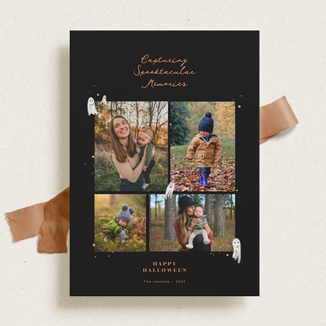 Spooktacular Memories Hallloween Multi Photo  Holiday Card (Creator Uploaded)