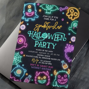 Spooktacular Neon Halloween Invitation