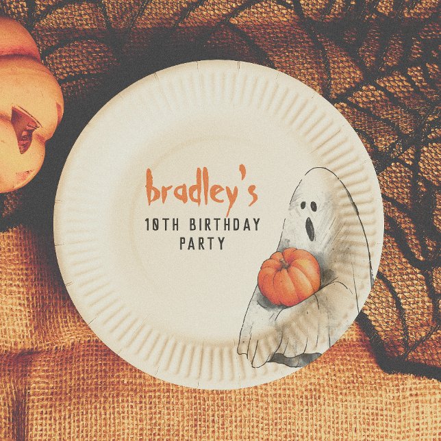 Spooktacular Party Halloween Ghost Boy Birthday Paper Plate (Creator Uploaded)