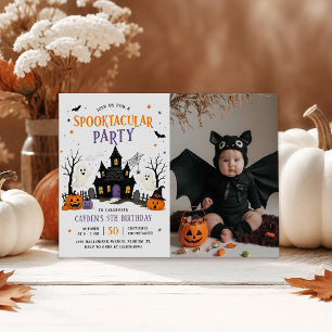 Spooktacular Party Halloween Kids Birthday Photo Invitation
