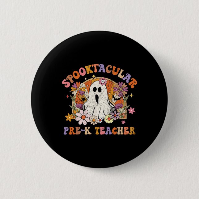 Spooktacular Pre-K Teacher Happy Halloween Matchin 6 Cm Round Badge (Front)