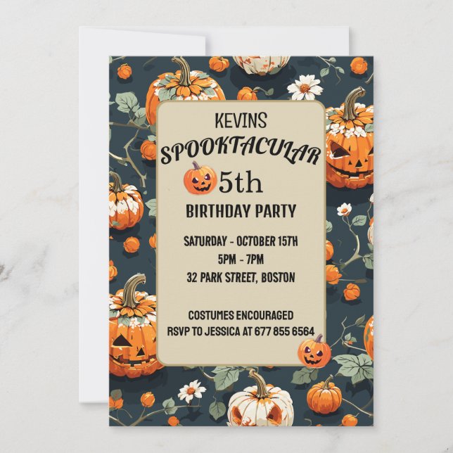  spooktacular pumpkin Halloween kids birthday  Invitation (Front)