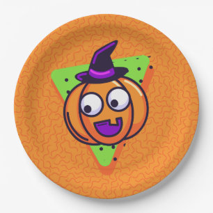 Spooktacular Pumpkin Halloween Plates - Orange