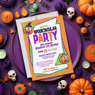 Spooktacular Pumpkins Birthday Invitation