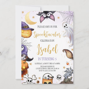 Spooktacular Purple Halloween Birthday Invitation