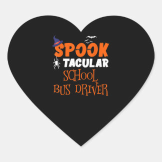 Spooktacular School Bus Driver Funny Halloween Heart Sticker