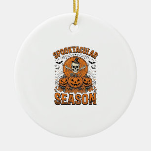 Spooktacular Season Vintage Halloween Skull Pumpki Ceramic Tree Decoration