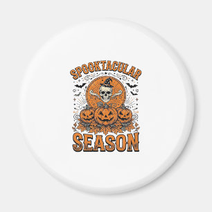 Spooktacular Season Vintage Halloween Skull Pumpki Magnet