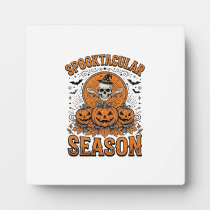 Spooktacular Season Vintage Halloween Skull Pumpki Plaque