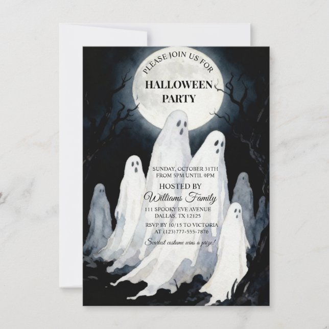 Spooktacular Spooky Ghost Halloween Party Invitation (Front)