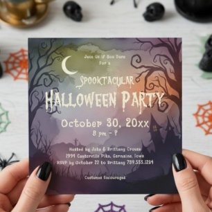 Spooktacular Spooky Moonlit Night Halloween Party Invitation