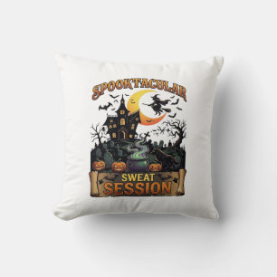 Spooktacular Sweat Session Haunted House Witch Cau Cushion