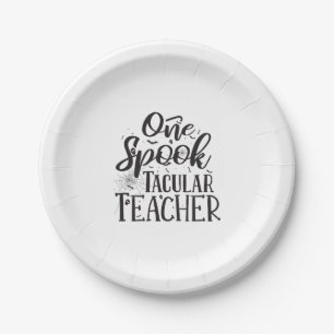 Spooktacular Teacher - Funny Teacher Halloween Paper Plate