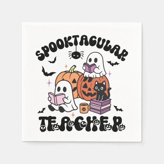 Spooktacular Teacher Ghost Halloween Napkin (Front)