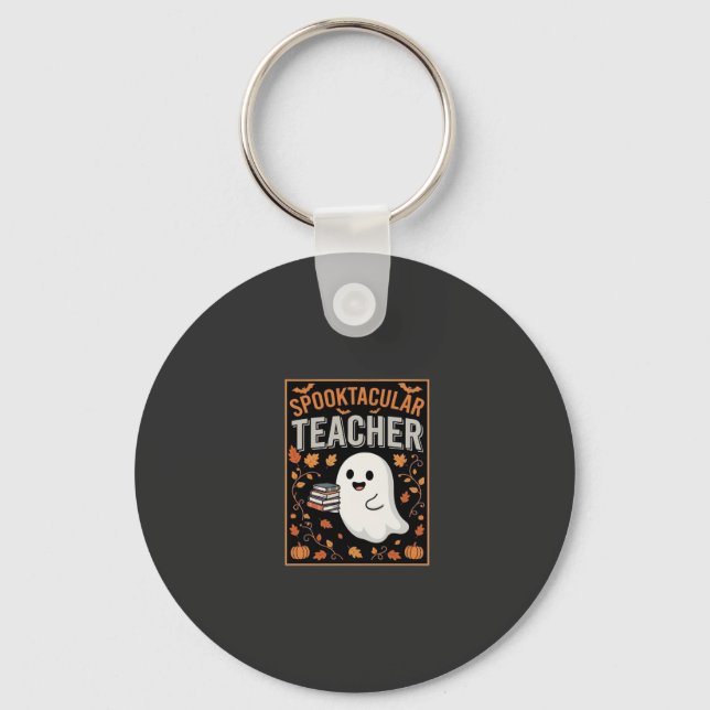 Spooktacular Teacher Halloween Ghost Design_1 Key Ring (Front)
