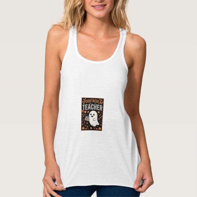 Spooktacular Teacher Halloween Ghost Design_1 Singlet (Front)