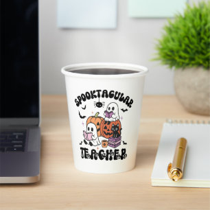 Spooktacular Teacher Halloween Ghosts & Pumpkins Paper Cups