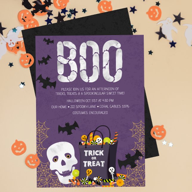 Spooktacular Trick or Treat Kids Party Invite (Spooktacular Kids Costume Halloween Party Invite)