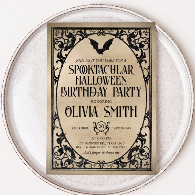 Spooktacular Vintage Halloween Birthday Party Invitation (Spooktacular Vintage Adult Halloween Birthday Party Invitation)