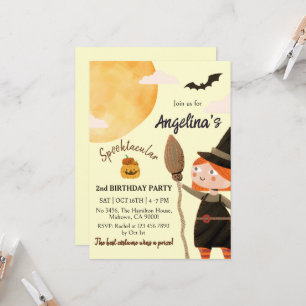 Spooktacular Witch Halloween 2nd Birthday Party Invitation