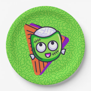 Spooktacular Zombie Halloween Plates - Green