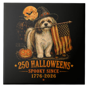Spooky 250 Halloweens Shih Tzu Patriotic 1776-2026 Tile