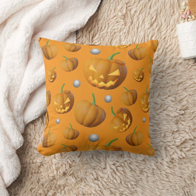 Spooky 3D Realistic Jack O'Lantern & Pumpkin Cushion (Blanket)