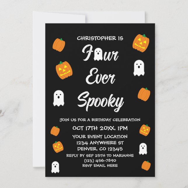 Spooky 4th Birthday Invitation (Front)