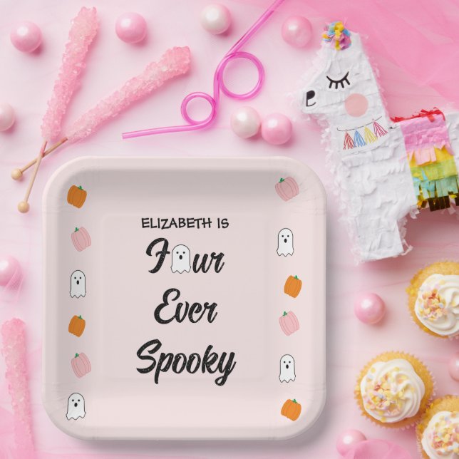 Spooky 4th Birthday Paper Plate (Party)