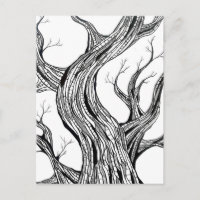 Spooky Abstract Tree Pen Drawing Art
