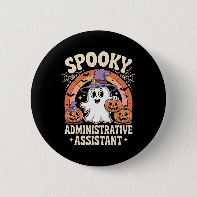 Spooky Administrative Istant Ghost Pumpkin Hallowe 6 Cm Round Badge (Front)