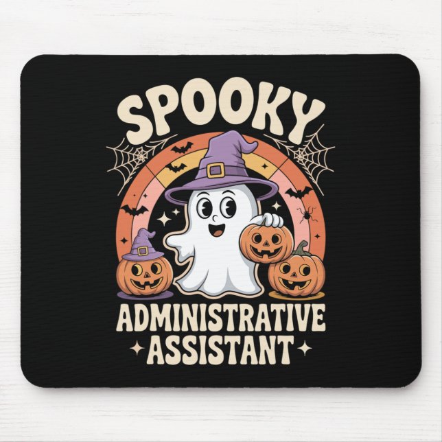 Spooky Administrative Istant Ghost Pumpkin Hallowe Mouse Pad (Front)