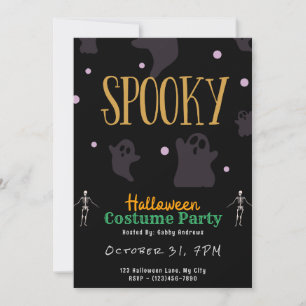 Spooky Adorable Ghosts Black Halloween Invitation