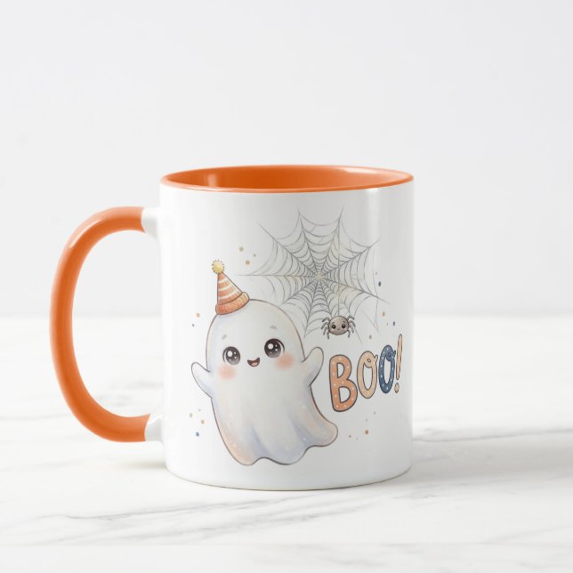 Spooky adorable little ghost. Boo! Mug (Left)