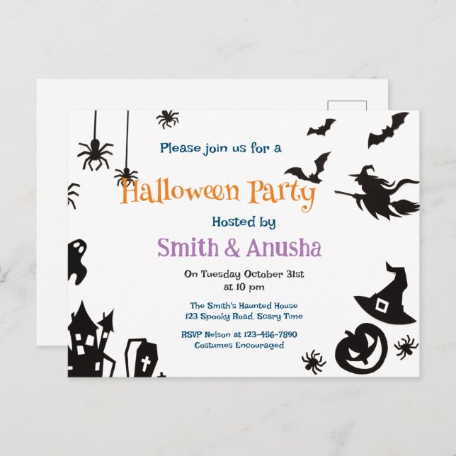 Spooky Adult Halloween Party Invitation Postcard (Front/Back)